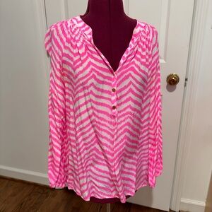 Lilly Pulitzer Vibrant Pink Zigzag Blouse